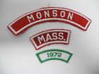 1972 Boy Scouts Of America Red And White Monson Mass Shoulder Patches New