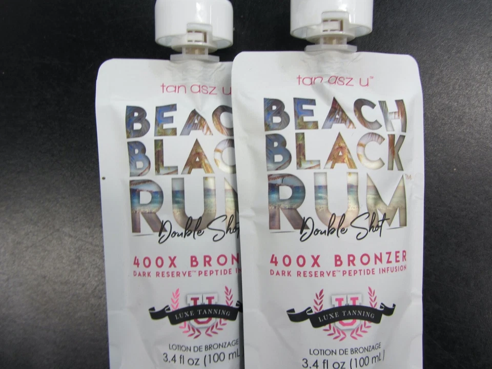 2 POUCHES BEACH BLACK RUM ADVANCED 400X BRONZER 3.4 OZ  TANNING LOTION - image 1 of 1