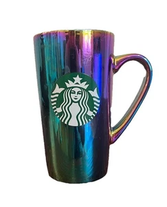 Starbucks Iridescent Tall Coffee Tea Mug Cup 16 Oz Multicolor Green Logo 2022 - Picture 1 of 6