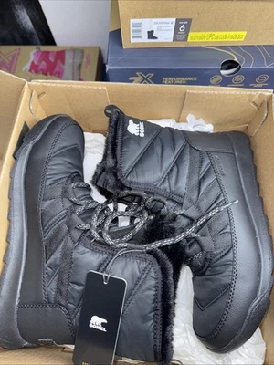 Brand New In The Box Sorel Women's Winter Boots Size 7. Black Waterproof Fur - Image 1 of 4