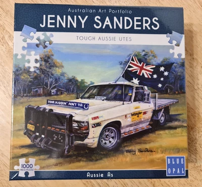 Blue Opal 1000 Piece Jigsaw Puzzle "Aussie As" -Tough Aussie Utes Jenny Sanders - image 1 of 4