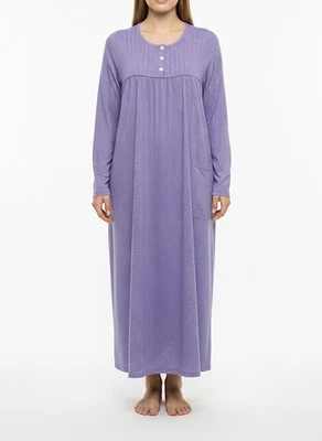 Damen Nachthemd Sleepshirt  Mini Muster Langarm  4 Farben M - 3XL  40-54 - Bild 1 von 4