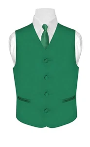 BOY'S Dress Vest & NeckTie Solid EMERALD GREEN Color Neck Tie Set Boys Size 10 - Picture 1 of 3