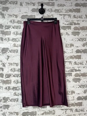 NUEVA Muy Bonita Maxi Falda Antigua Azul Marino Brillante Vino Tinto Talla Mediana Foto 1 de 4