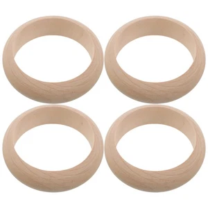  4pcs Wood Bangle: Unfinished Round Wood Bangles Blank - Natural Wooden - Picture 1 of 12