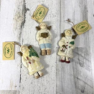 (3) Neu mit Etikett Charlee McGee Weihnachtsengel Kreidegeschirr Ornamente 1982 - Bild 1 von 9