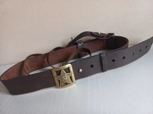 Vintage Soviet USSR Army General's Leather Belt with Brass Star Buckle Model 32s - Picture 1 of 21