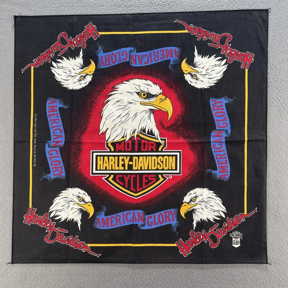 Harley-Davidson Bandana American Glory Eagle Bar Shield De Colección Hecho en EE. UU. Años 90 Foto 1 de 4