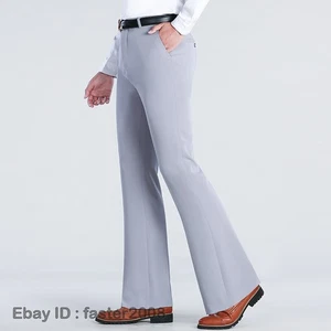 Herren Vintage Stretchig Glockenboden Hose Business Freizeit Slim Schlaghose Weich - Bild 1 von 21
