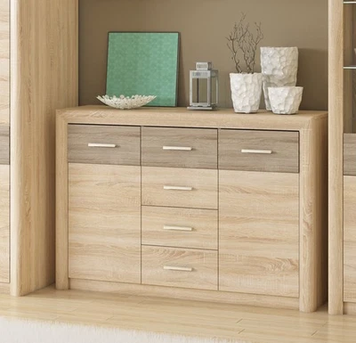 Kommode Sideboard 138cm Sonoma Eiche hell Trüffel MDF 2-türig 76853187 - Bild 1 von 4
