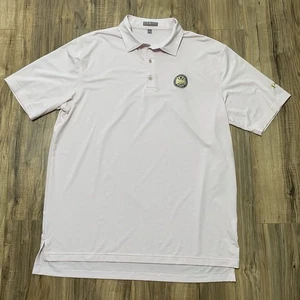 Peter Millar Polo Shirt Mens Size Large White Pink Striped PGA Golf Performance - Picture 1 of 11