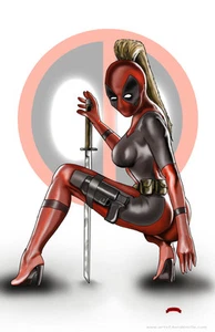 Lady Deadpool merc sword Marvel comics fantasy 11x17 pinup print Dan DeMille - Picture 1 of 1