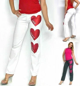 NWT Bottoms Up "LOVE PEACE KISS" warm fleece Sweatpants with big hearts S,M,L,XL - Picture 1 of 27