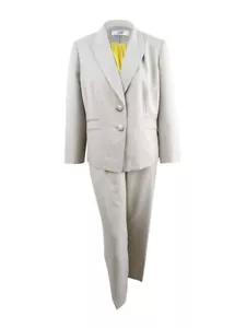 Le Suit Women's Plus Size Pantsuit & Camisole (22W, Khaki/Light Golden) - Picture 1 of 4