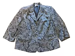 Le Suit Women’s Jacket Size 22 Paisley Lined Button Up Long Sleeve Preppy - Picture 1 of 10
