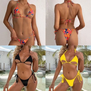Mini Micro Sexy Bikini Set Cut Out String Women Swimwear Thong Bathing Swimsuit - Foto 1 di 14