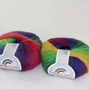 C New 2Skein*50g Cashmere Wool Rainbow Wrap Shawl Knitting Hand Knitwear Yarn 12 - Picture 1 of 24