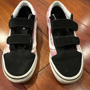 Vans Old Skool V Sneakers Flower Fun Floral Black Kids Size 3 - Picture 1 of 8