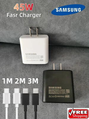 Genuine 45W Super Fast Charger Cable +Plug USB-C For Samsung S20 S21 S22 S23 - Image 1 of 4