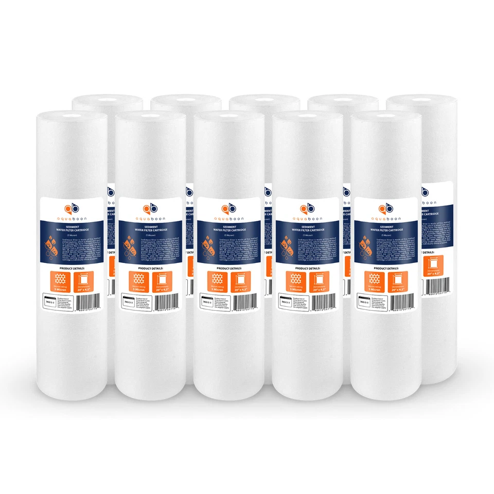10PK of Big Blue 5 Micron 20" x 4.5" Sediment Water Filter Cartridge by Aquaboon