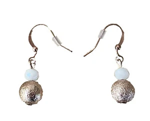 Rose Gold-Tone Earrings Dangling Beads Sparkly Bling - Picture 1 of 5