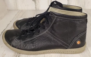 Softinos by Fly London Black Washed Leather Lace-Up Trainers Sneaker 40 /8,5-9 - Bild 1 von 11