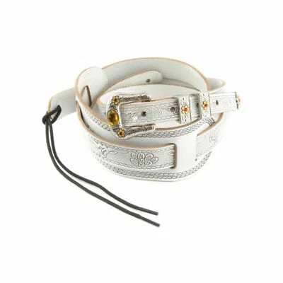 Correa de guitarra Gretsch estilo vintage de cuero tooled, blanca Foto 1 de 4