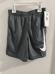 Nike Dri-fit Boys Shorts Gray With Nike Swoosh Sz 5/Medium 4 - 5 Years MSRP $24 - Picture 1 of 7