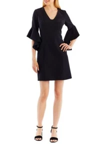 Nicole Miller Black Flared Bell Sleeve Dress. Sz. 10 NWT! - Picture 1 of 11