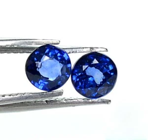4,25 mm Naturblau Saphir Rund Schnitt Paar 0,70 CTS Facettiert Lose Edelsteine - Bild 1 von 7