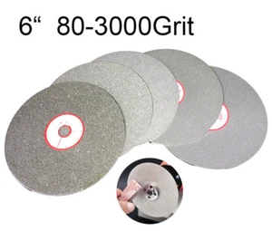 6" Diamond Coated Flat Wheel 150mm Lapidary Grinding Polishing Disc 80~3000 Grit - Picture 1 of 11