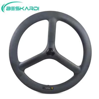 24 Inch 507 Tri Spokes Carbon Front Recumbent Road Bicycle Wheelset 25mm Width - Image 1 of 4