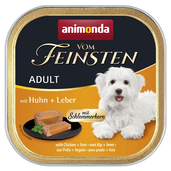 animonda Vom Feinsten Adult Schlemmerkern Huhn Leber 22x 150 g Hund Nassfutter - Bild 1 von 1