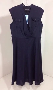 JONES NEW YORK WOMEN'S SLEEVELESS FIT & FLARE DRESS NAVY 8P NWT $149 - Picture 1 of 6