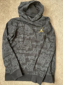 Boys Jordan Hoodie Sweat Shirt Black, Gray, Gold Size L - Picture 1 of 5