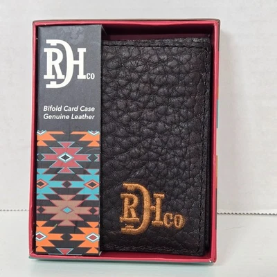 Red Dirt Hat Co Para hombres Estuche para Tarjetas Doble Plegable Grano de Bisonte Cuero Genuino Cartera Marrón Foto 1 de 3
