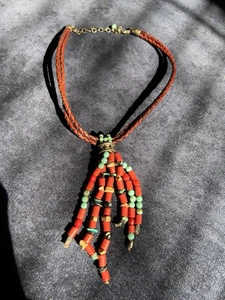 Cool Vintage Chico’s Boho Quaste Statement Choker Halskette Türkis Koralle - Bild 1 von 6