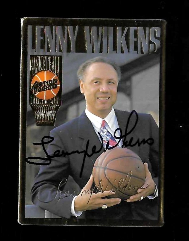 Tarjeta firmada/autógrafo del Salón de la Fama del Baloncesto Llenny Wilkens 1994 llena de acción Foto 1 de 1