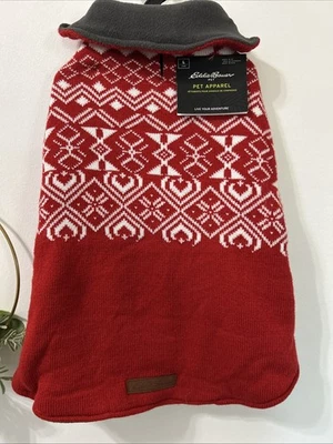 Eddie Bauer Dog Red Winter Fleece Lined Sweater Vest Coat Sz Large NWT - Image 1 of 4
