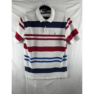 Polo Ralph Lauren Mens White/Blue/Red Logo Polo Shirt in Great Condition LARGE - Picture 1 of 8
