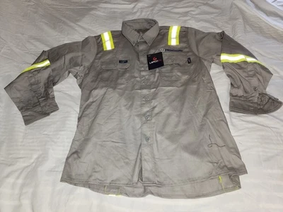 Camisa de trabajo Lapco Fr resistente al fuego para hombre gris con botones con... Foto 1 de 4