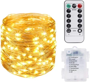 Stringa Luci LED, 10M 100 LED Luci Natale Impermeabili Con Telecomando, a Batter - Foto 1 di 12