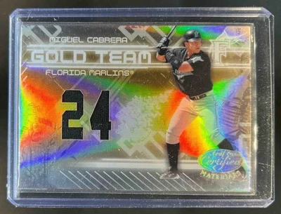 Camiseta deportiva Michael Cabrera Gold Team 2005 materiales certificados hoja número #72/100 Foto 1 de 2