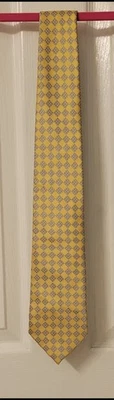 Barcelona Silk Suit Tie For Men. Yellow With Blue And Brown Design, Brand... - Image 1 of 3