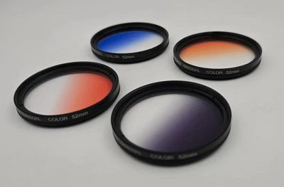 C14 Set of 4 Baodeli 52mm filters: Color Grad Red, Yellow, Blue, ND - Image 1 of 4