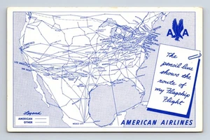 Map of American Airlines Flagship Flight Routes US Mexico Cuba Postcard - Picture 1 of 4