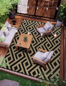 Alfombra de patio exterior 6x9 con bolsa de transporte, alfombra de paja de plástico impermeable para exteriores RV... - Imagen 1 de 7
