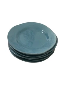 PIER 1 Stoneware ELEMENTAL 6 Dinner Plates 12” Smoke Blue RETIRED Asymmetrical - Picture 1 of 8
