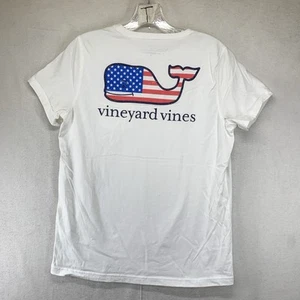 Vineyard Vines T-shirt Women’s Medium White American Flag Short Sleeve Casual - Picture 1 of 10