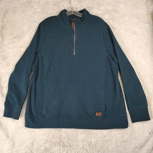 LL Bean Sweatshirt Womens 1X Quilted Quarter-Zip Pullover Dark Blue Outdoor - Picture 1 of 10